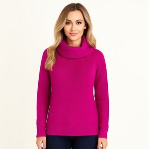 Tahari Merino Blend Fuchsia Knitwear Turtleneck Sweater Women's M